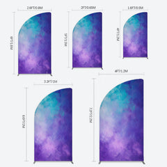 Lofaris Oil Painted Blue Purple Mixed Pattern Half Moon Arch Backdrop