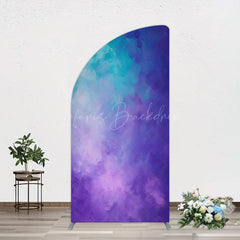Lofaris Oil Painted Blue Purple Mixed Pattern Half Moon Arch Backdrop