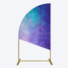 Lofaris Oil Painted Blue Purple Mixed Pattern Half Moon Arch Backdrop