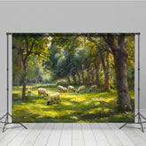 Lofaris Oil Painted Sheep Spring Forest Photo Booth Backdrop