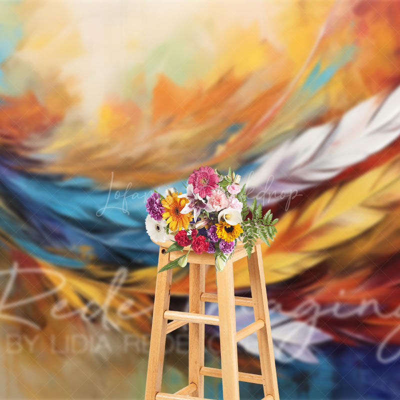 Lofaris Oil Painted Vibrant Feather Fine Art Photo Backdrop