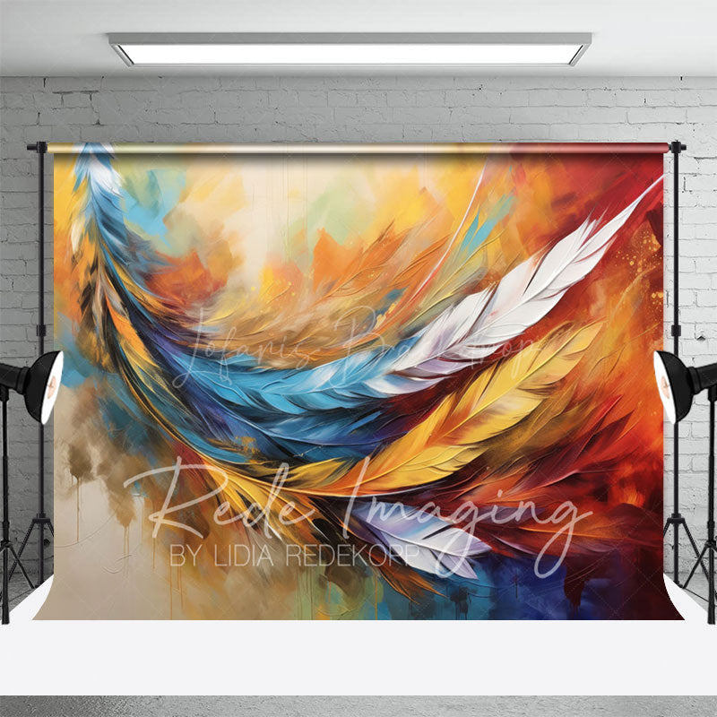 Lofaris Oil Painted Vibrant Feather Fine Art Photo Backdrop