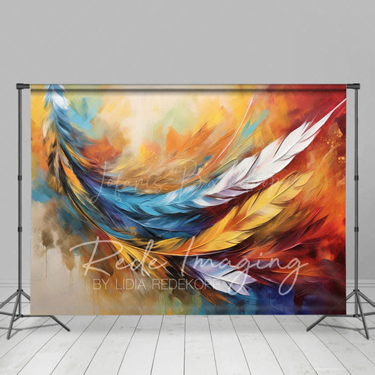 Lofaris Oil Painted Vibrant Feather Fine Art Photo Backdrop