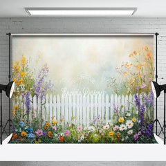 Lofaris Oil Painting Flowers Fence Spring Photo Backdrop