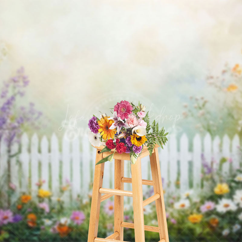 Lofaris Oil Painting Flowers Fence Spring Photo Backdrop