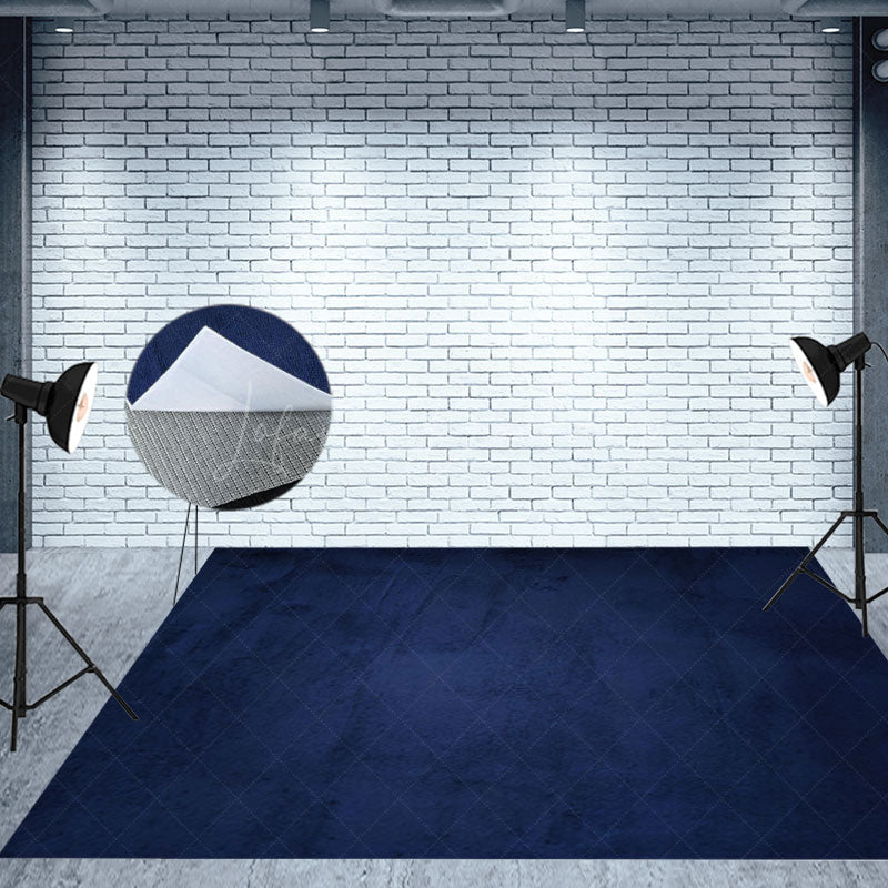 Lofaris Old Master Navy Blue Cement Wall Fabric Floor Mat