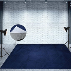 Lofaris Old Master Navy Blue Cement Wall Fabric Floor Mat
