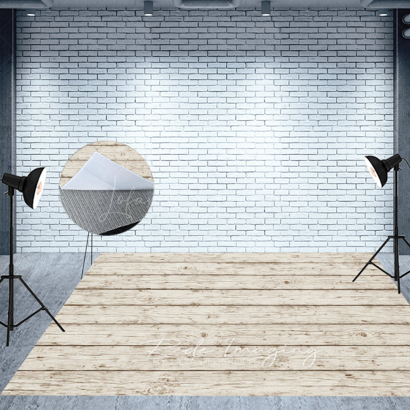 Lofaris Old Retro White Wood Fabric Floor Backdrop For Photo