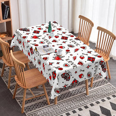 Lofaris Old School Tattoo Flash Rectangle Tablecloth Retro Dagger Heart Moth Edgy Valentine Kitchen Dining Decor