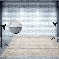 Lofaris Old Style White Wood Fabric Floor Backdrop For Photo