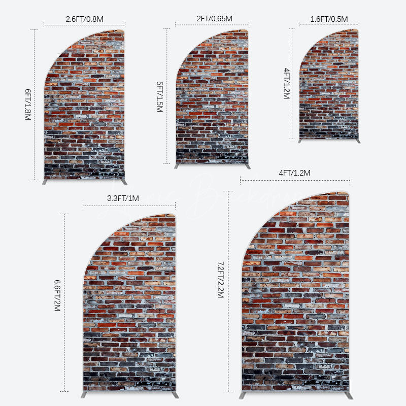 Lofaris Old Style With Retro Brick Wall Photo Half Moon Arch Backdrop