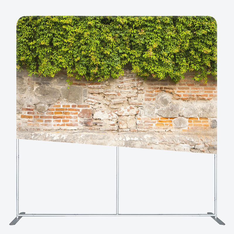 Lofaris Old Wall Green Vegetation Square Tension Backdrop