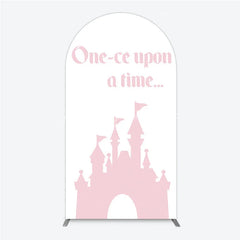 Lofaris Once Upon a Time Princess Arch Backdrop Pink Fairytale Castle Silhouette First Birthday or Baby Shower Party Decor