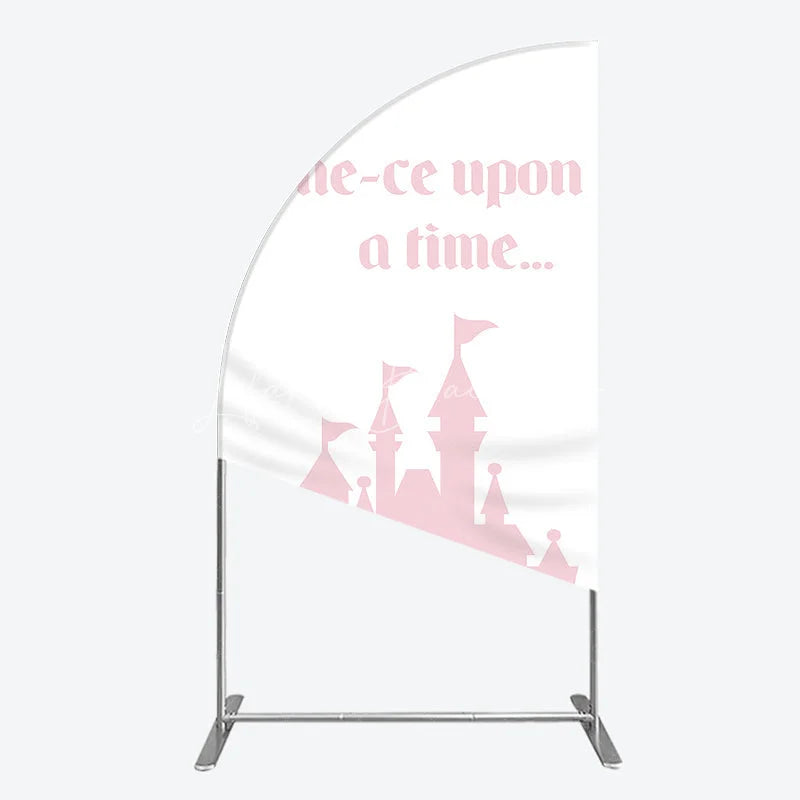 Lofaris Once Upon a Time Princess Half Moon Arch Backdrop Pink Fairytale Castle Silhouette First Birthday or Baby Shower Party Decor
