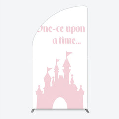 Lofaris Once Upon a Time Princess Half Moon Arch Backdrop Pink Fairytale Castle Silhouette First Birthday or Baby Shower Party Decor