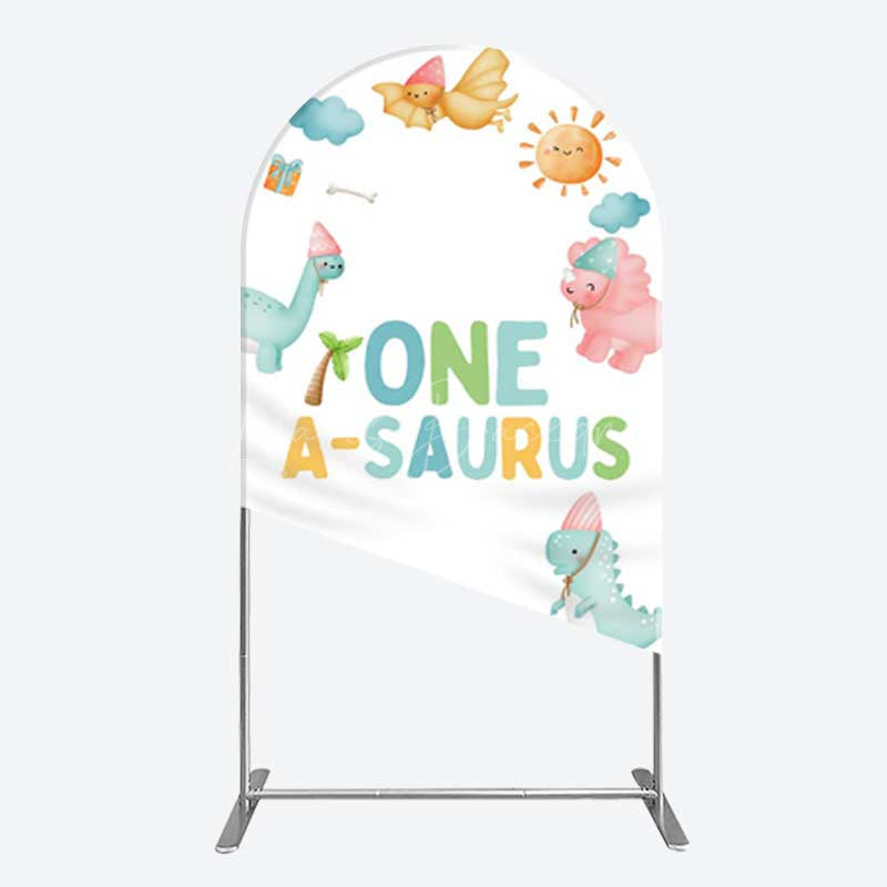 Lofaris One A Saurus Cartoon Dinosaur Birthday Arch Backdrop