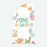 Lofaris One A Saurus Cartoon Dinosaur Birthday Half Moon Arch Backdrop