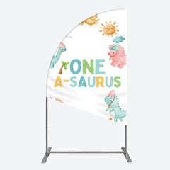 Lofaris One A Saurus Cartoon Dinosaur Birthday Half Moon Arch Backdrop