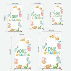 Lofaris One A Saurus Cartoon Dinosaur Birthday Half Moon Arch Backdrop