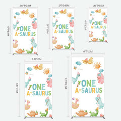 Lofaris One A Saurus Cartoon Dinosaur Birthday Rectangle Backdrop