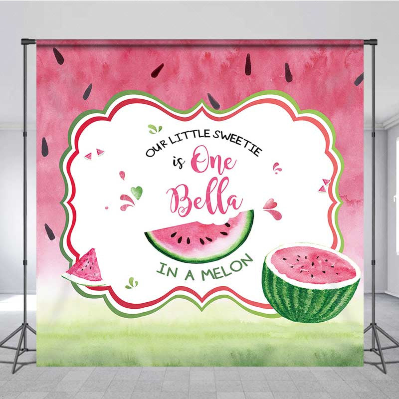 Lofaris One in a Melon First Birthday Backdrop Custom Name Watermelon Party Banner Our Little Sweetie Summer Fruit Decor
