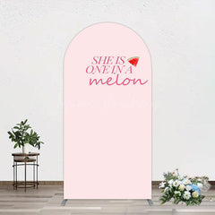 Lofaris One In Melon Sweet Pink Happy Birthday Arch Backdrop