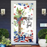 Lofaris One Nation Under God Cross Independence Day Door Cover
