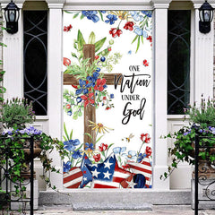 Lofaris One Nation Under God Cross Independence Day Door Cover