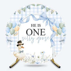 Lofaris One Silly Goose Balloon Bows Round Birthday Backdrop