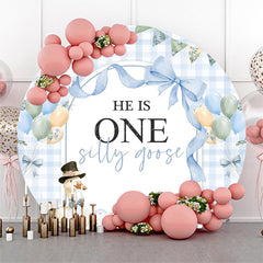 Lofaris One Silly Goose Balloon Bows Round Birthday Backdrop
