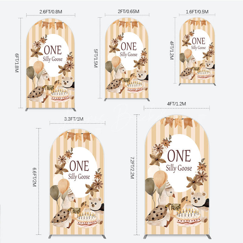 Lofaris One Silly Goose First Birthday Arch Backdrop Farm Themed Party with and Bear Rustic Storybook Decor Prop