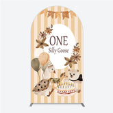 Lofaris One Silly Goose First Birthday Arch Backdrop Farm Themed Party with and Bear Rustic Storybook Decor Prop