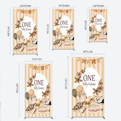 Lofaris One Silly Goose First Birthday Rectangle Backdrop Farm Themed Party with and Bear Rustic Storybook Decor Prop