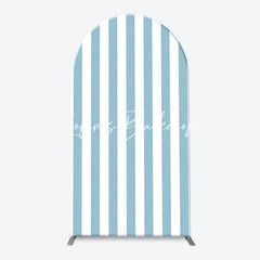 Lofaris One Silly Goose Light Blue Arch Backdrop Kit Stripe and Gingham Patterns for Baby Shower First Birthday Party Decor
