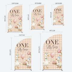 Lofaris One Silly Goose Plaid Birthday Half Moon Arch Backdrop