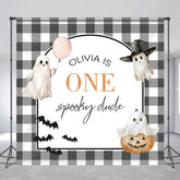 Lofaris One Spooky Dude First Birthday Backdrop Cute Ghost and Pumpkin Halloween Personalized Girl’s Boo Day Party Decor