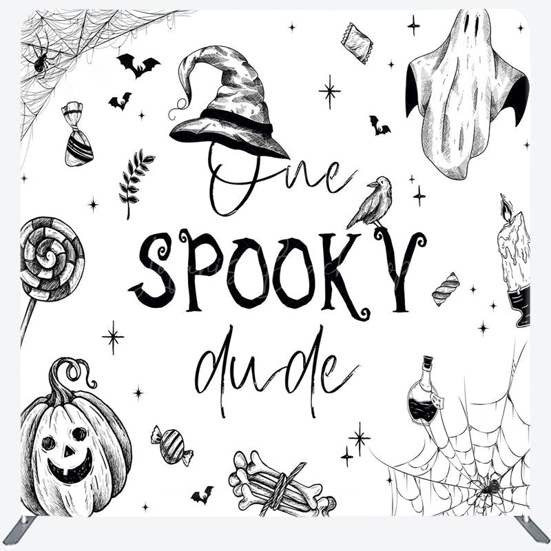 Lofaris One Spooky Dude Halloween Square Tension Backdrop