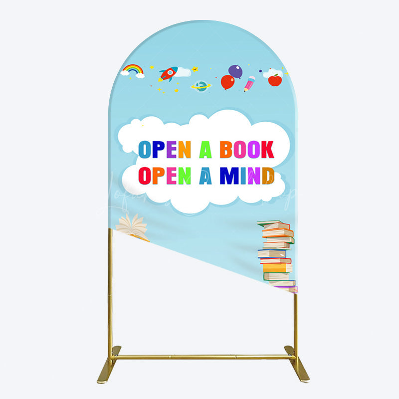 Lofaris Open A Book Mind Blue Birthday Arch Backdrop