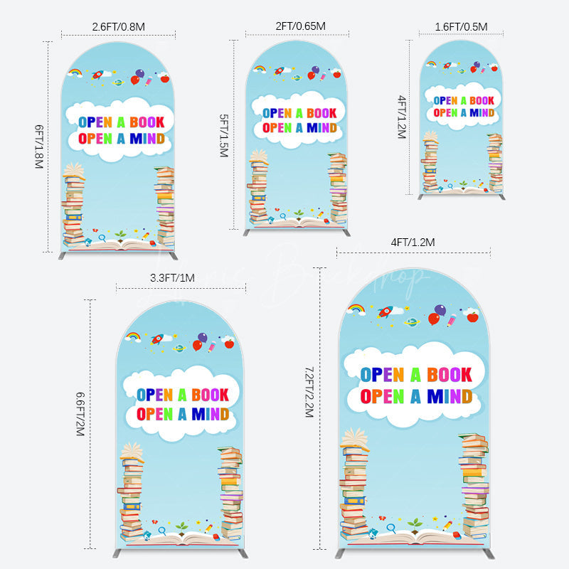 Lofaris Open A Book Mind Blue Birthday Arch Backdrop