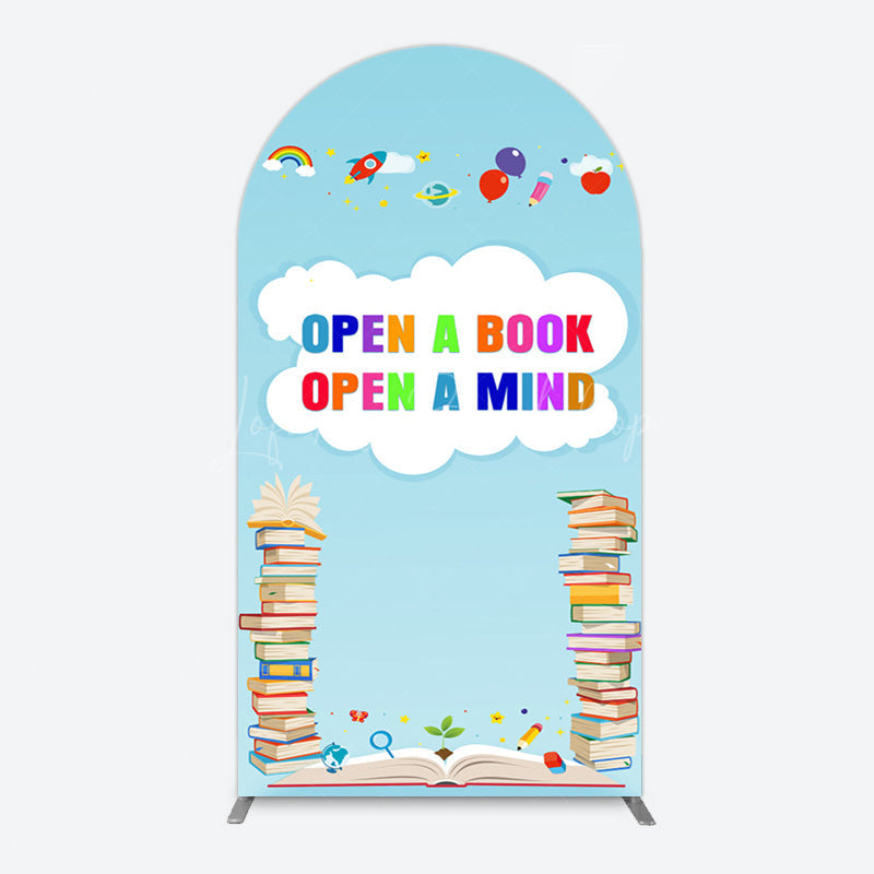 Lofaris Open A Book Mind Blue Birthday Arch Backdrop