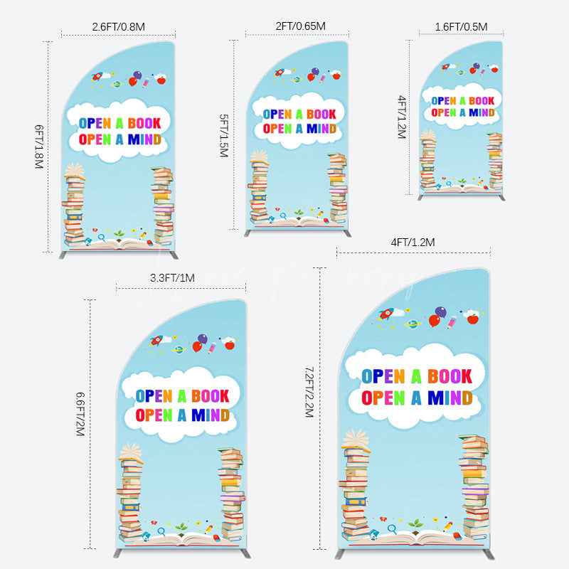 Lofaris Open A Book Mind Blue Birthday Half Moon Arch Backdrop