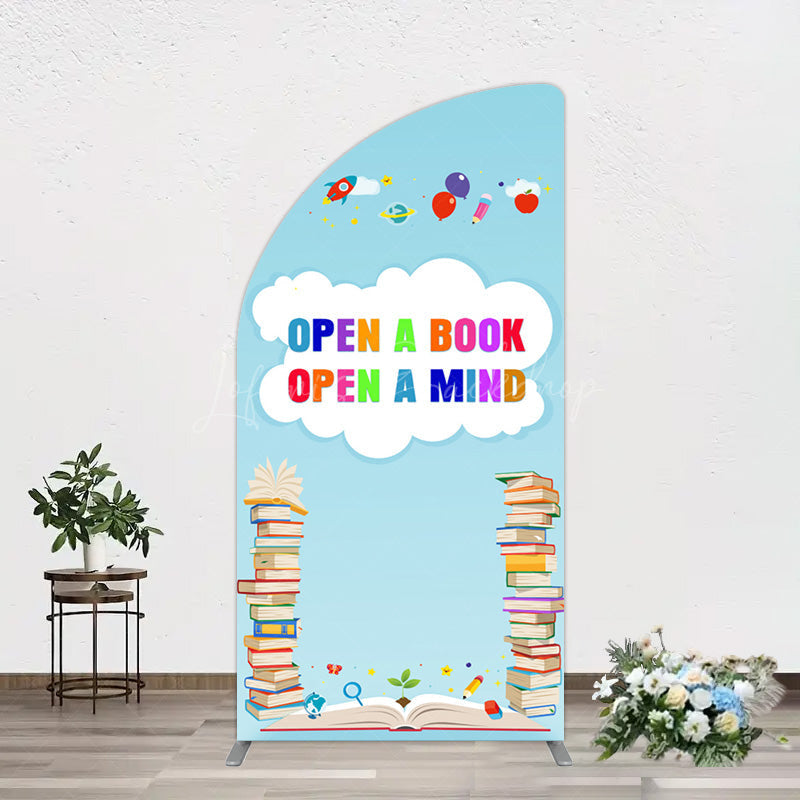 Lofaris Open A Book Mind Blue Birthday Half Moon Arch Backdrop