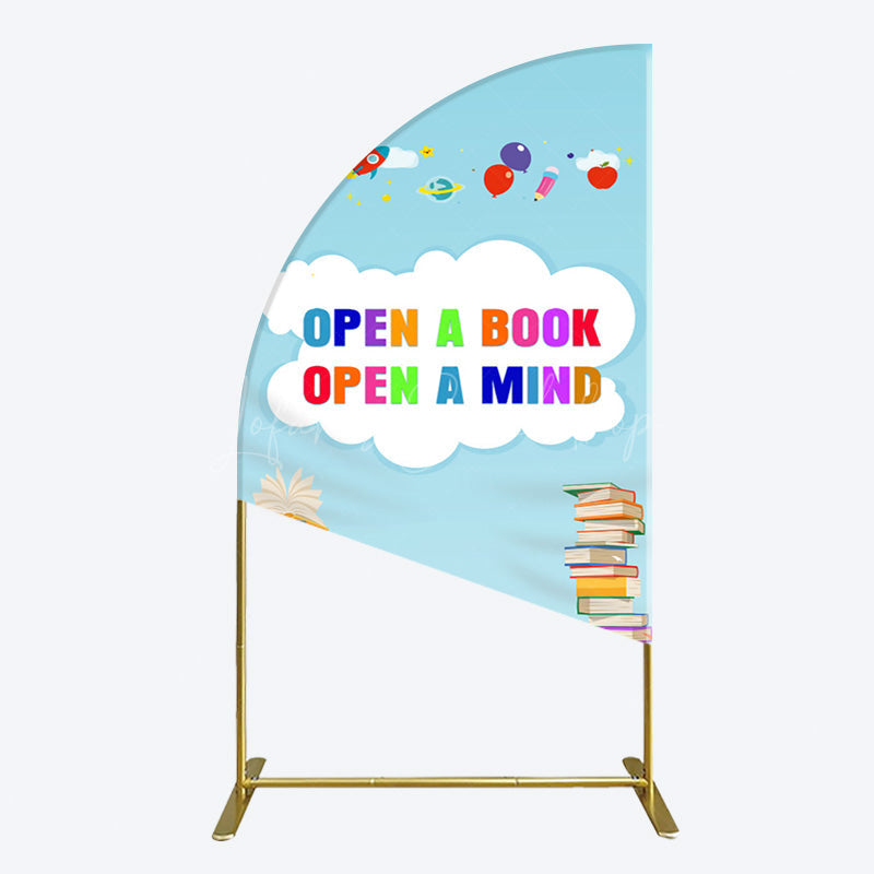 Lofaris Open A Book Mind Blue Birthday Half Moon Arch Backdrop