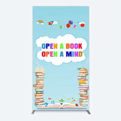 Lofaris Open A Book Mind Blue Birthday Rectangle Backdrop