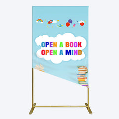 Lofaris Open A Book Mind Blue Birthday Rectangle Backdrop