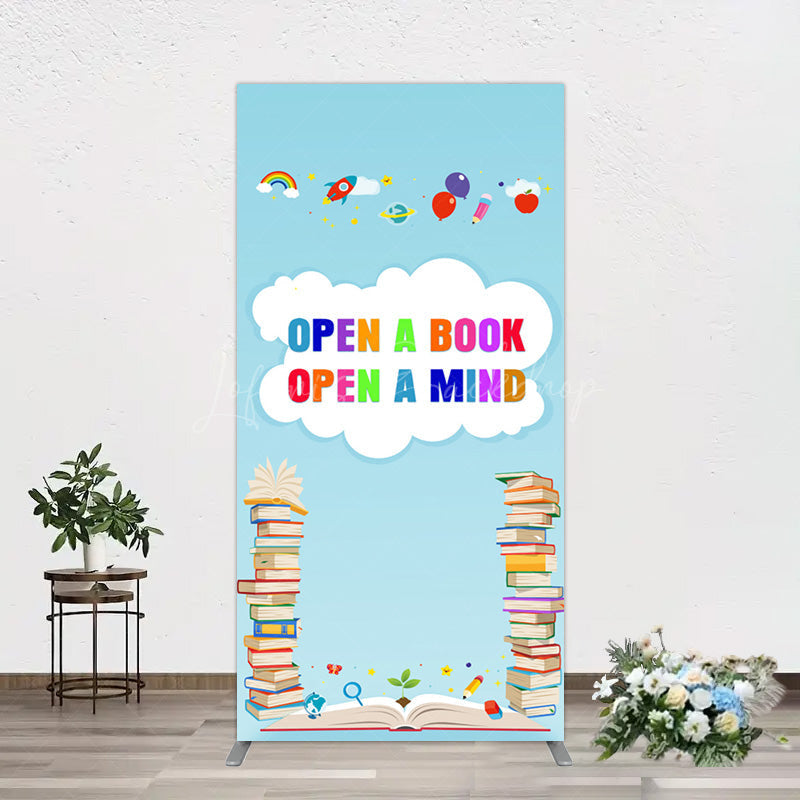 Lofaris Open A Book Mind Blue Birthday Rectangle Backdrop