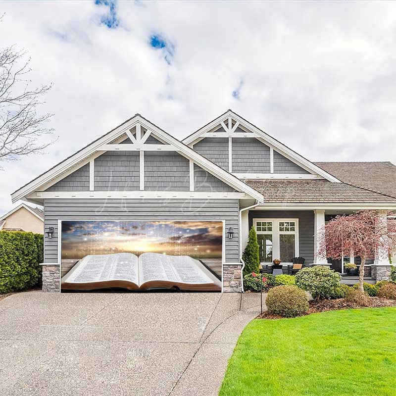 Lofaris Opening Book Plank Sunset Sky Garage Door Banner