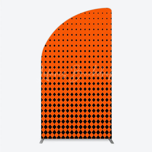 Lofaris Orange and Black Diamond Gradient Half Moon Arch Backdrop Modern Geometric Pattern Party Cover
