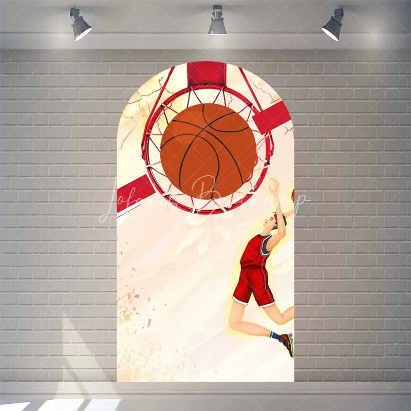 Lofaris Orange Basketball Party Arch Sport Theme Backdrop Cover for Boys Birthday Baby Shower Dunk Decor and Photo Booth