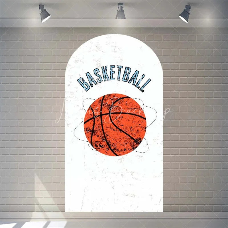 Lofaris Orange Basketball Party Arch Sport Theme Backdrop Cover for Boys Birthday Baby Shower Dunk Decor and Photo Booth